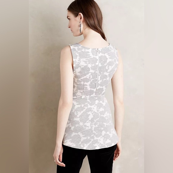 Anthropologie Akemi + Kim Neoprene Peplum Tank Size Large In Grey Motif - Picture 2 of 12